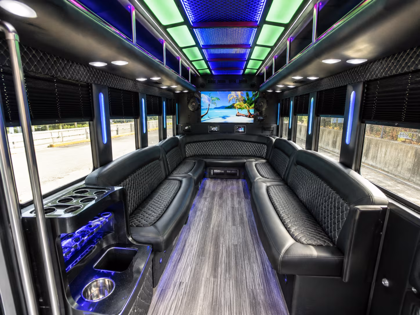 bowling green 18 passenger party bus inside