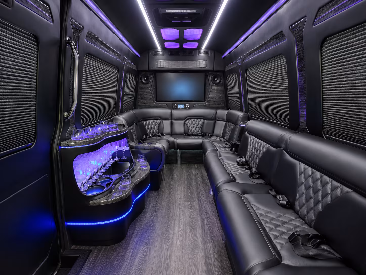 bowling green 30 passenger party bus inside
